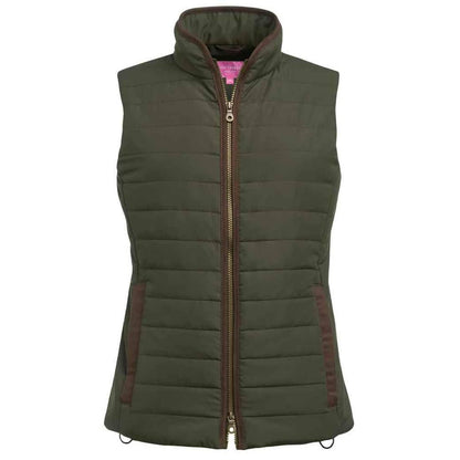 Olive Green - Front - Brook Taverner Womens-Ladies Madison Quilted Gilet