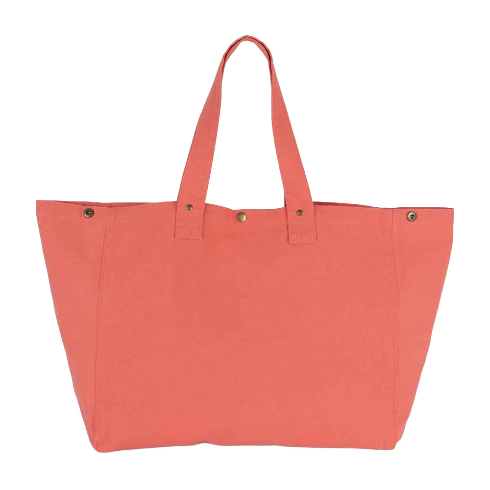 Washed Coral Pink - Front - Kimood Washed Cotton Shopper Bag