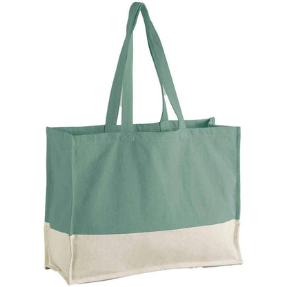 Sage Green-Natural - Front - Westford Mill EarthAware Contrast Tote Bag