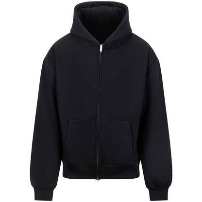 Deep Black - Front - Awdis Unisex Adult Signature Heavyweight Oversized Full Zip Hoodie