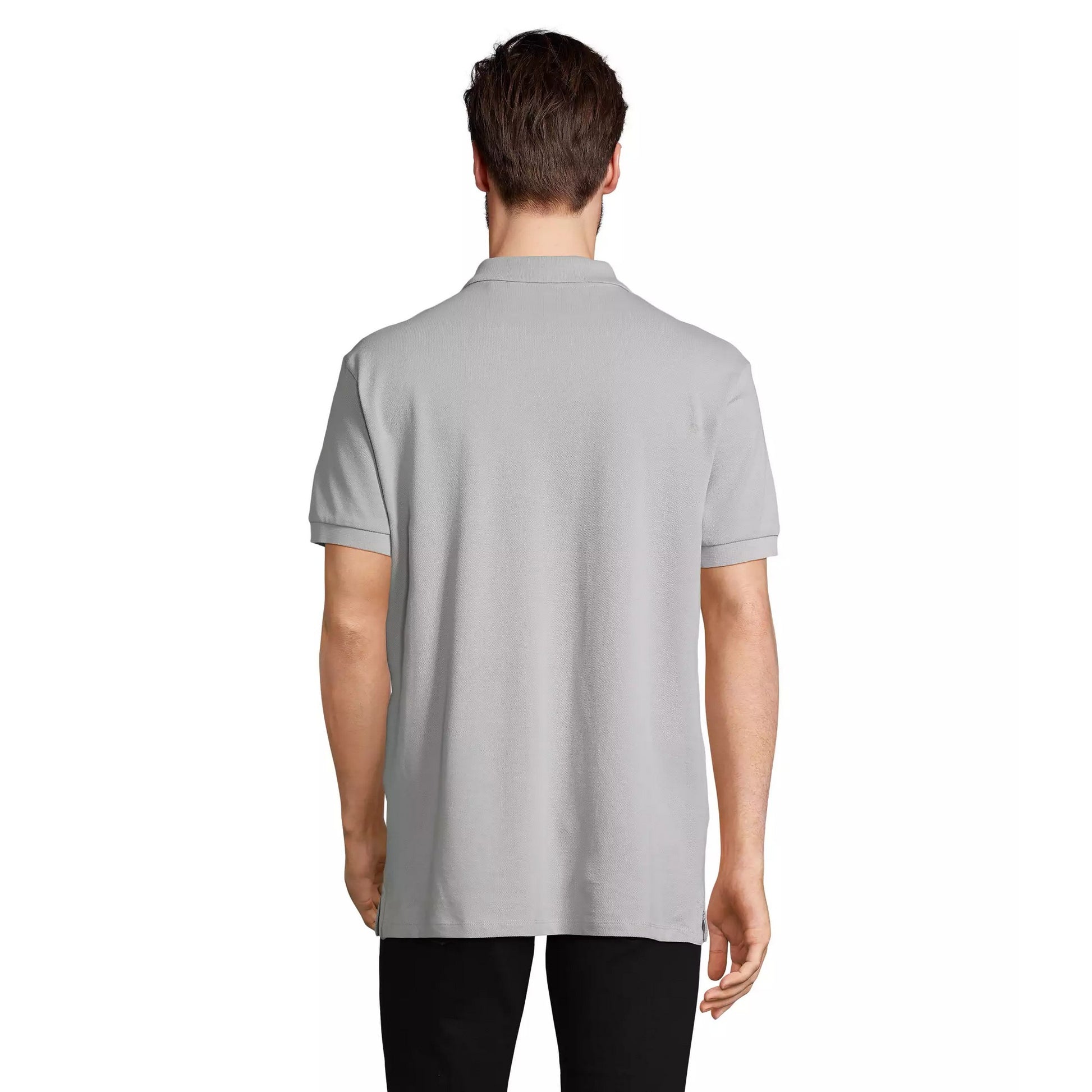 Pure Grey - Back - SOLS Unisex Adult Pacific Pique Twin Needle Stitch Polo Shirt