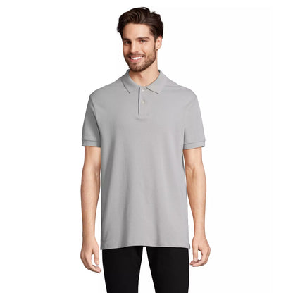 Pure Grey - Front - SOLS Unisex Adult Pacific Pique Twin Needle Stitch Polo Shirt