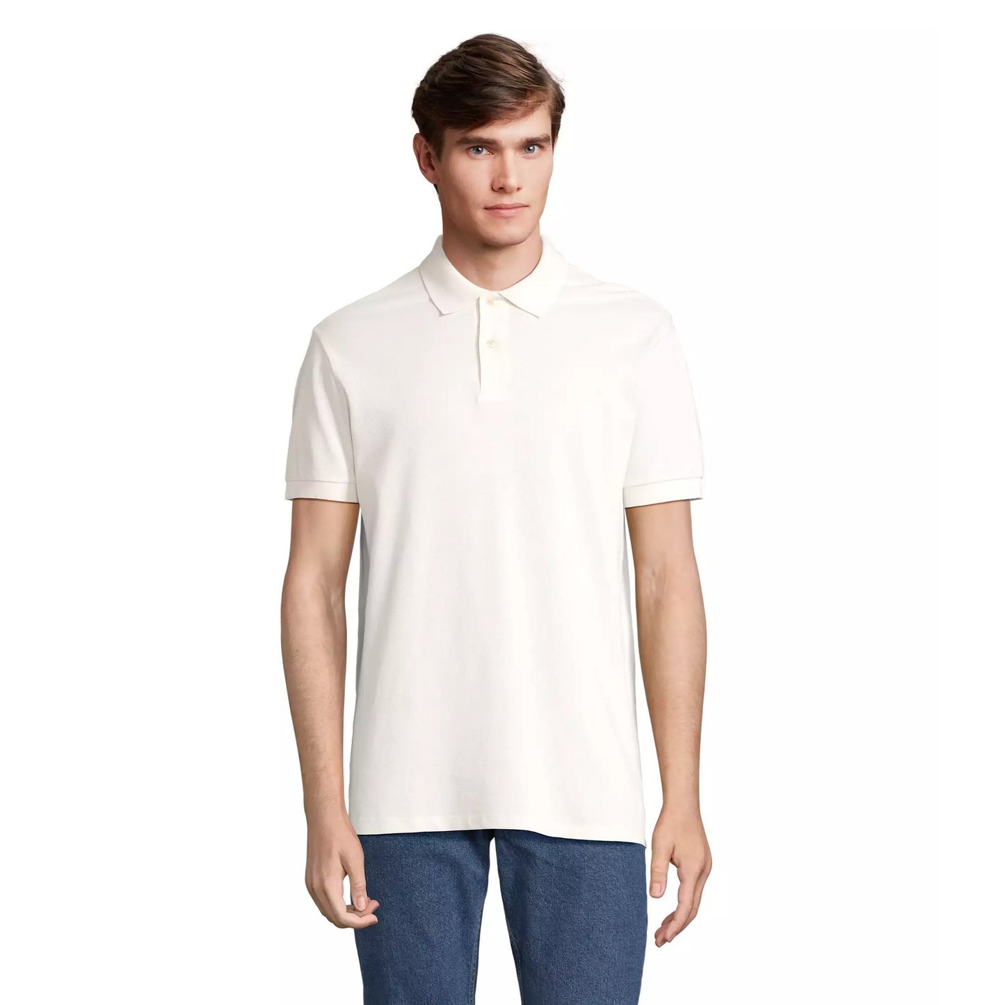 Off White - Front - SOLS Unisex Adult Pacific Pique Twin Needle Stitch Polo Shirt