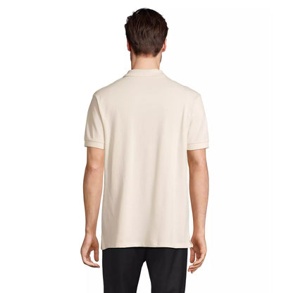 Natural - Back - SOLS Unisex Adult Pacific Pique Twin Needle Stitch Polo Shirt