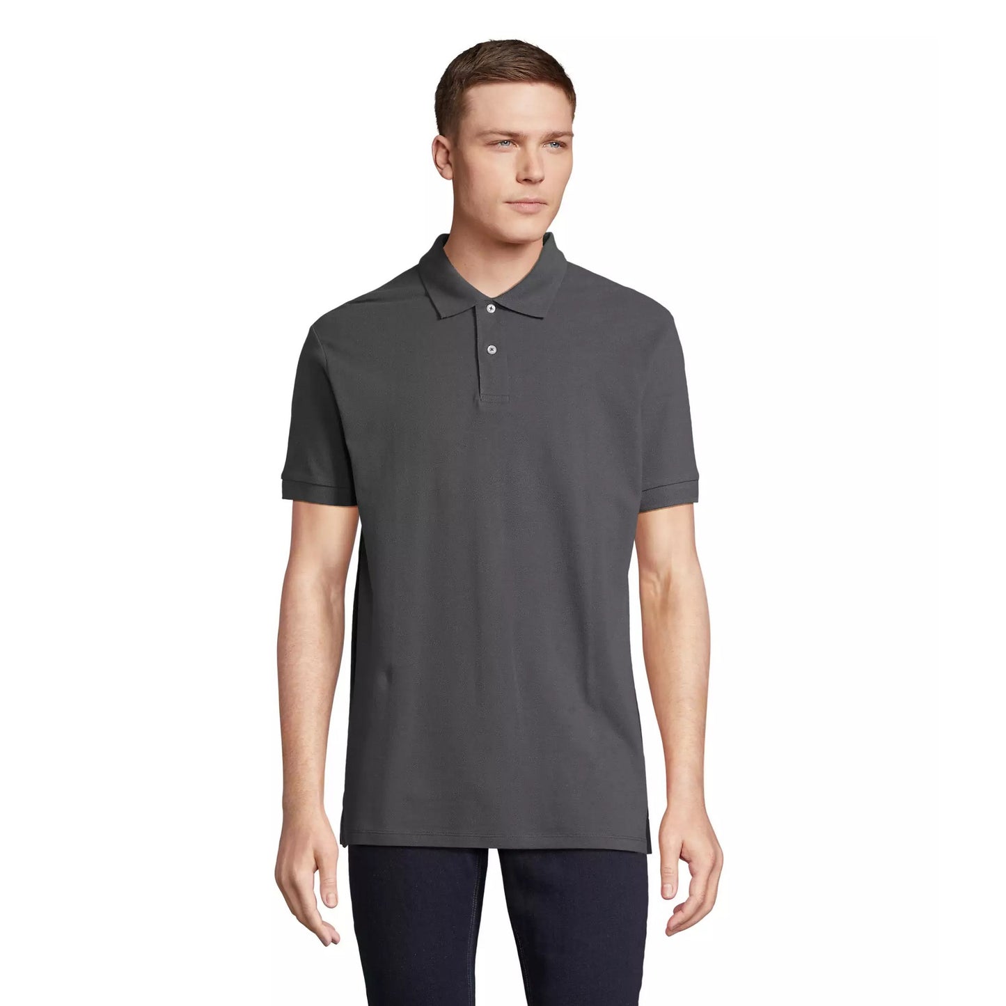 Mouse Grey - Front - SOLS Unisex Adult Pacific Pique Twin Needle Stitch Polo Shirt