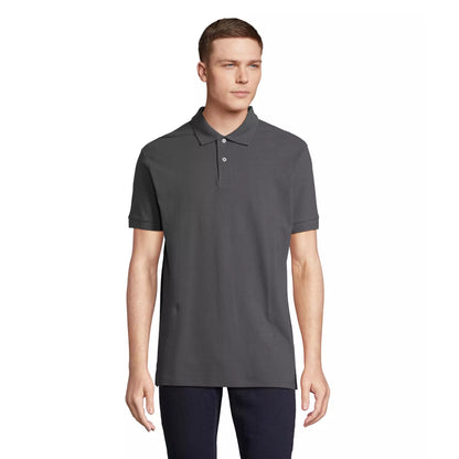 Mouse Grey - Front - SOLS Unisex Adult Pacific Pique Twin Needle Stitch Polo Shirt