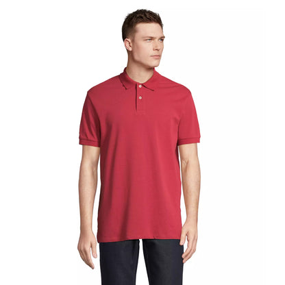 Folk Red - Front - SOLS Unisex Adult Pacific Pique Twin Needle Stitch Polo Shirt