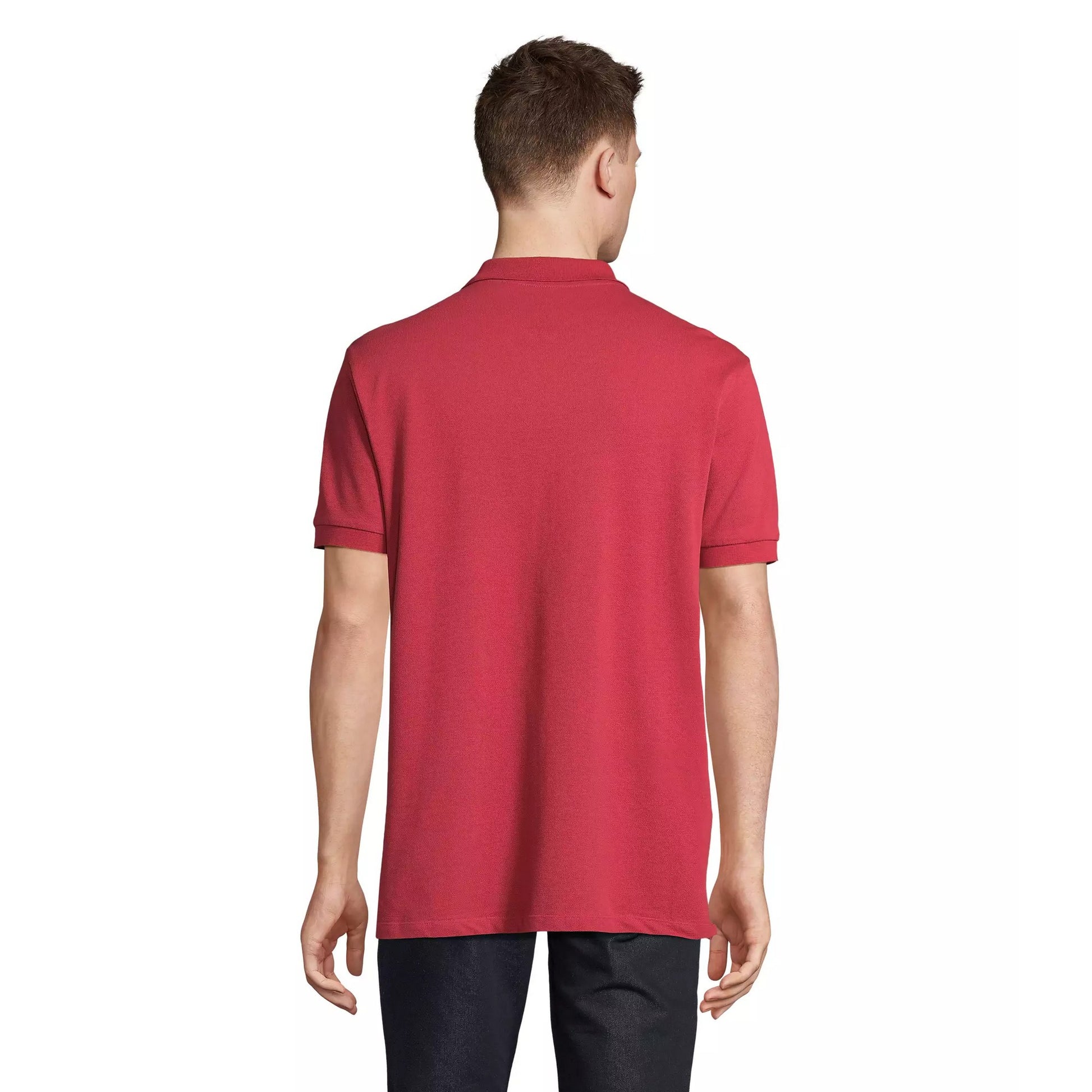 Folk Red - Back - SOLS Unisex Adult Pacific Pique Twin Needle Stitch Polo Shirt