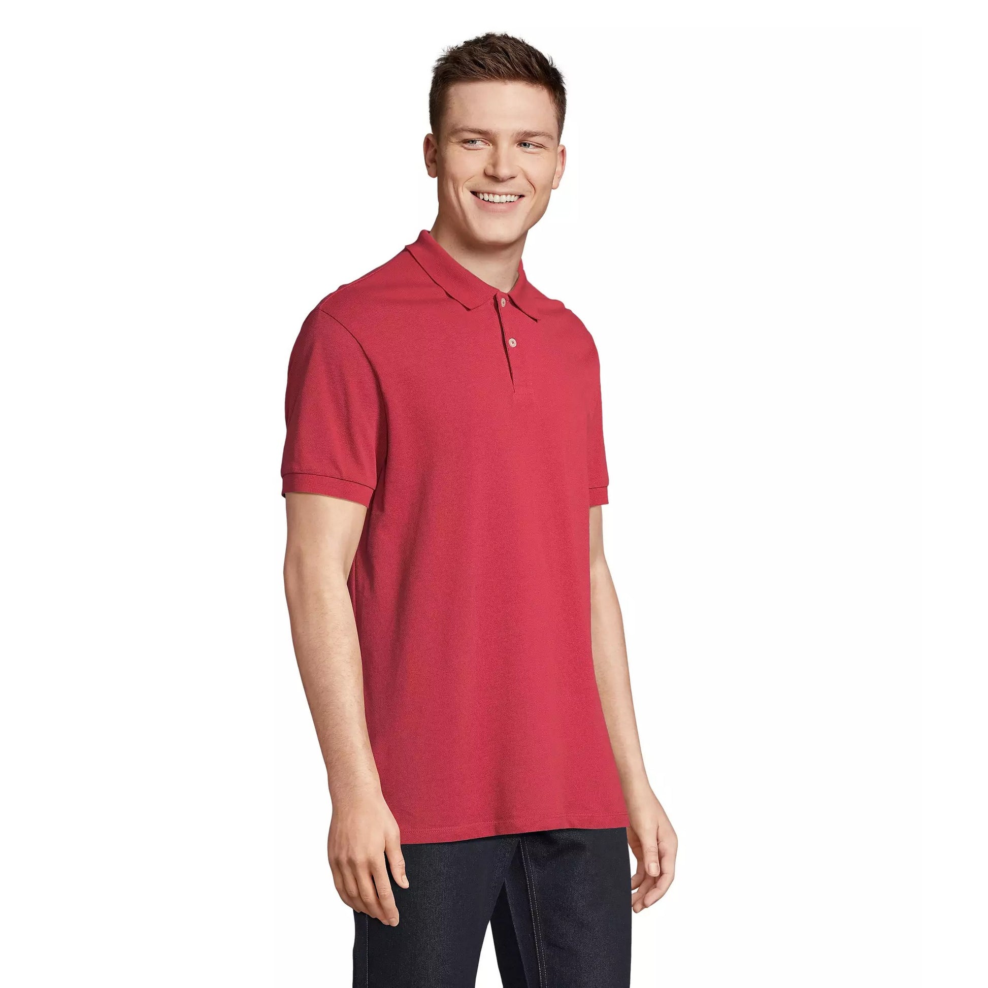 Folk Red - Side - SOLS Unisex Adult Pacific Pique Twin Needle Stitch Polo Shirt