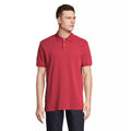 Folk Red - Front - SOLS Unisex Adult Pacific Pique Twin Needle Stitch Polo Shirt