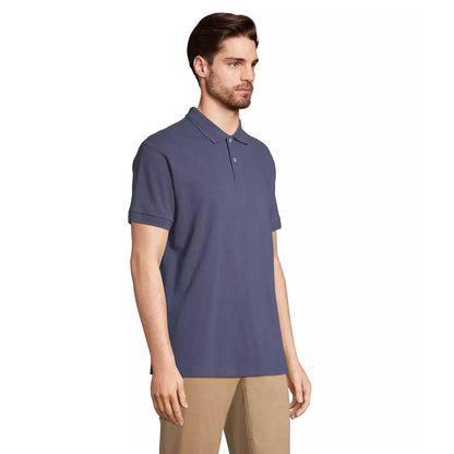 Denim - Side - SOLS Unisex Adult Pacific Pique Twin Needle Stitch Polo Shirt