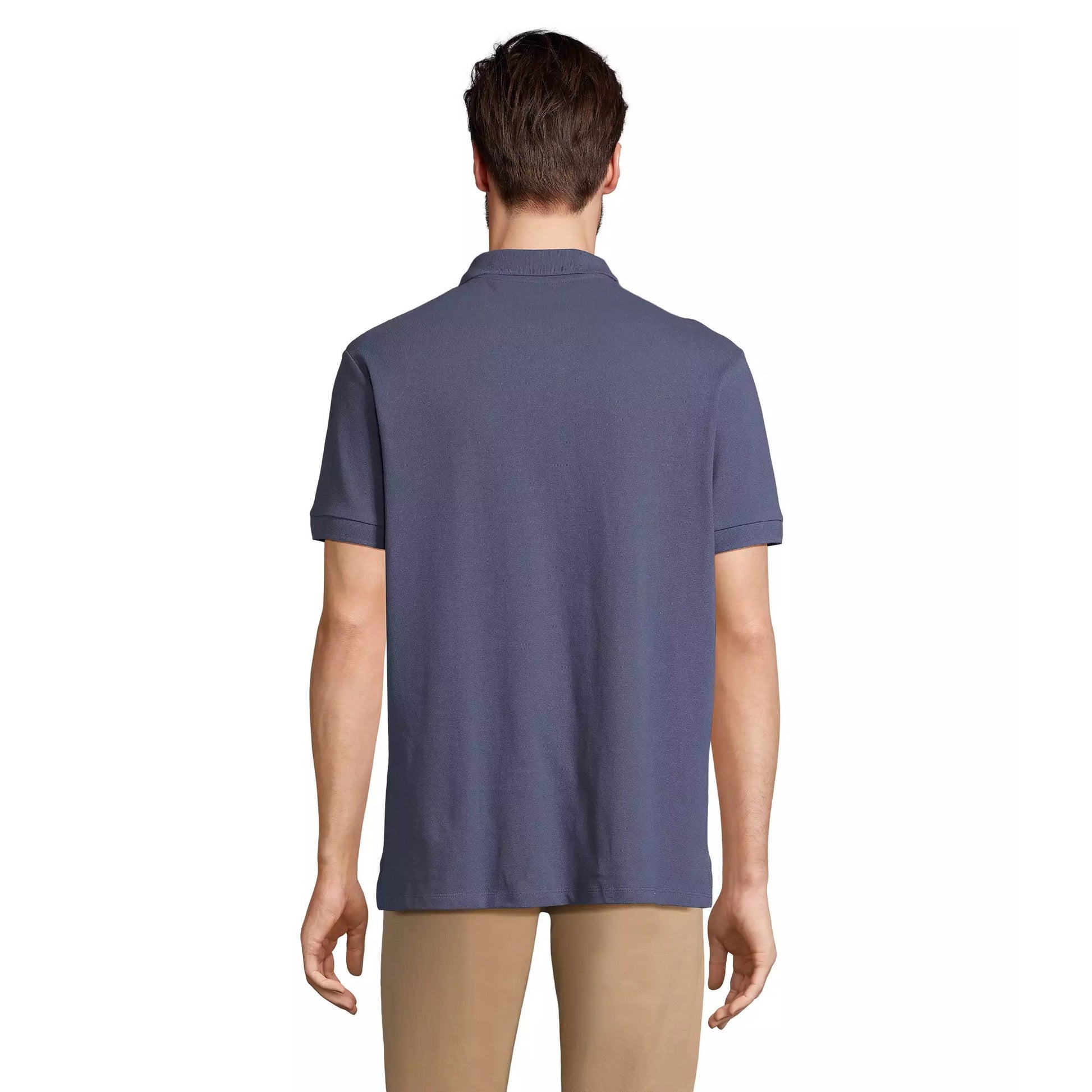 Denim - Back - SOLS Unisex Adult Pacific Pique Twin Needle Stitch Polo Shirt