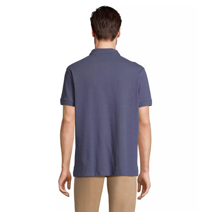 Denim - Back - SOLS Unisex Adult Pacific Pique Twin Needle Stitch Polo Shirt