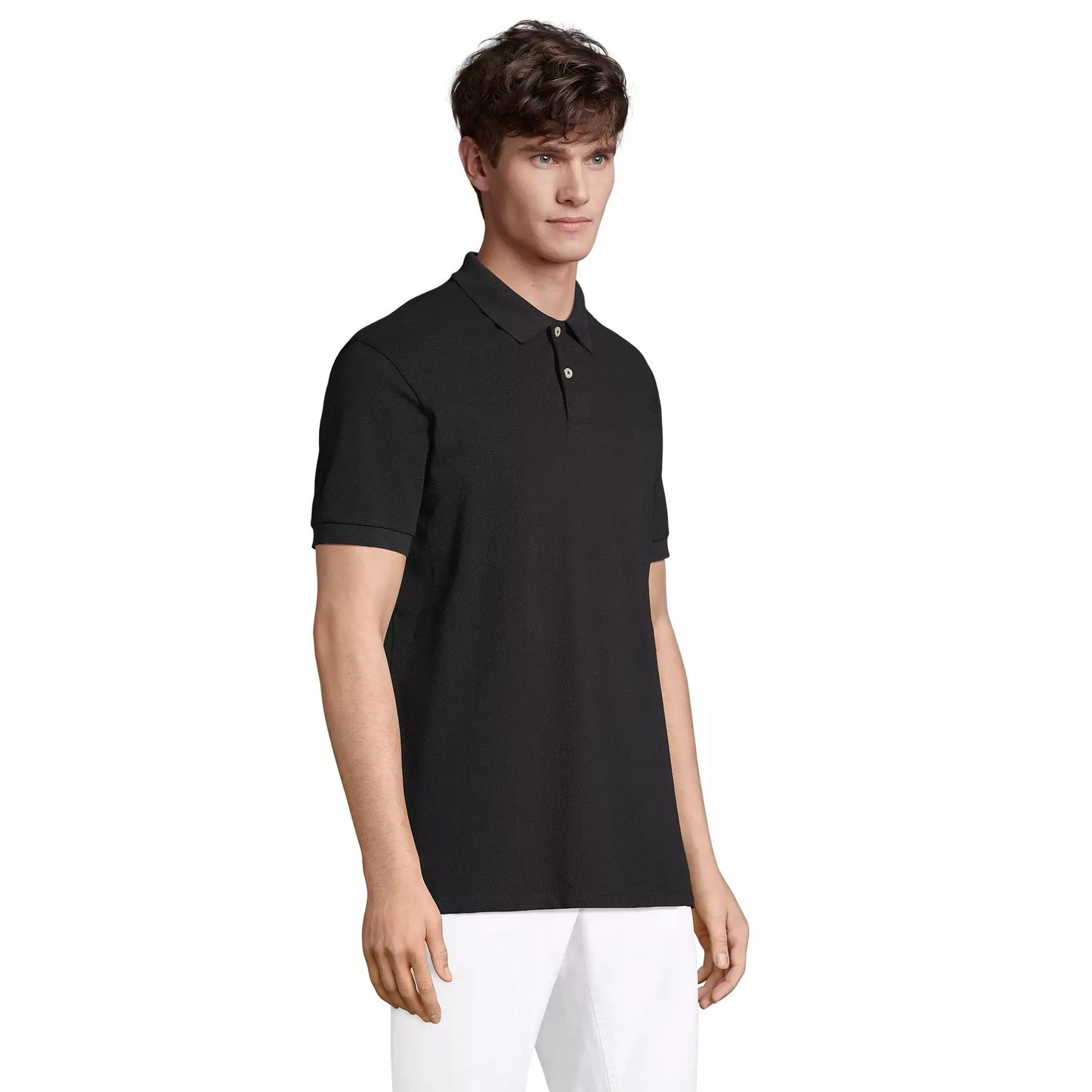 Black - Side - SOLS Unisex Adult Pacific Pique Twin Needle Stitch Polo Shirt