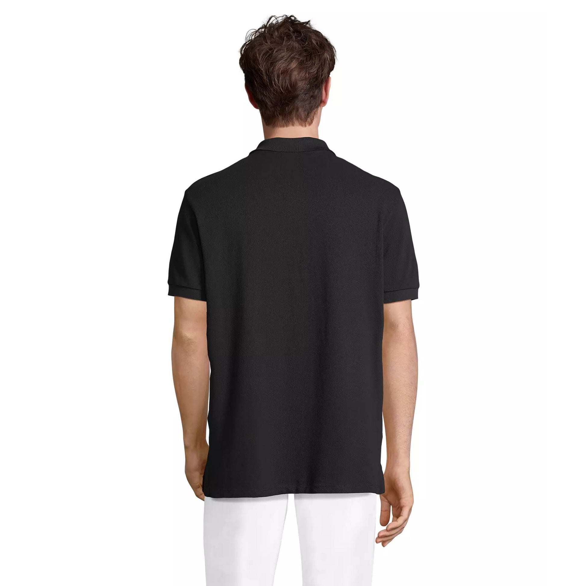 Black - Back - SOLS Unisex Adult Pacific Pique Twin Needle Stitch Polo Shirt