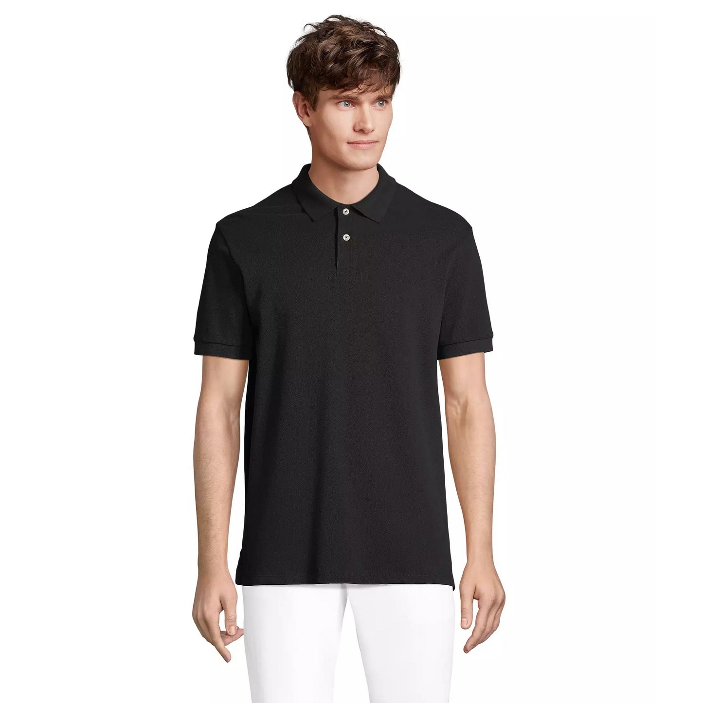 Black - Front - SOLS Unisex Adult Pacific Pique Twin Needle Stitch Polo Shirt