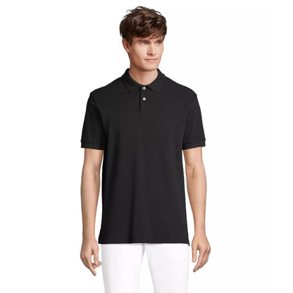 Black - Front - SOLS Unisex Adult Pacific Pique Twin Needle Stitch Polo Shirt