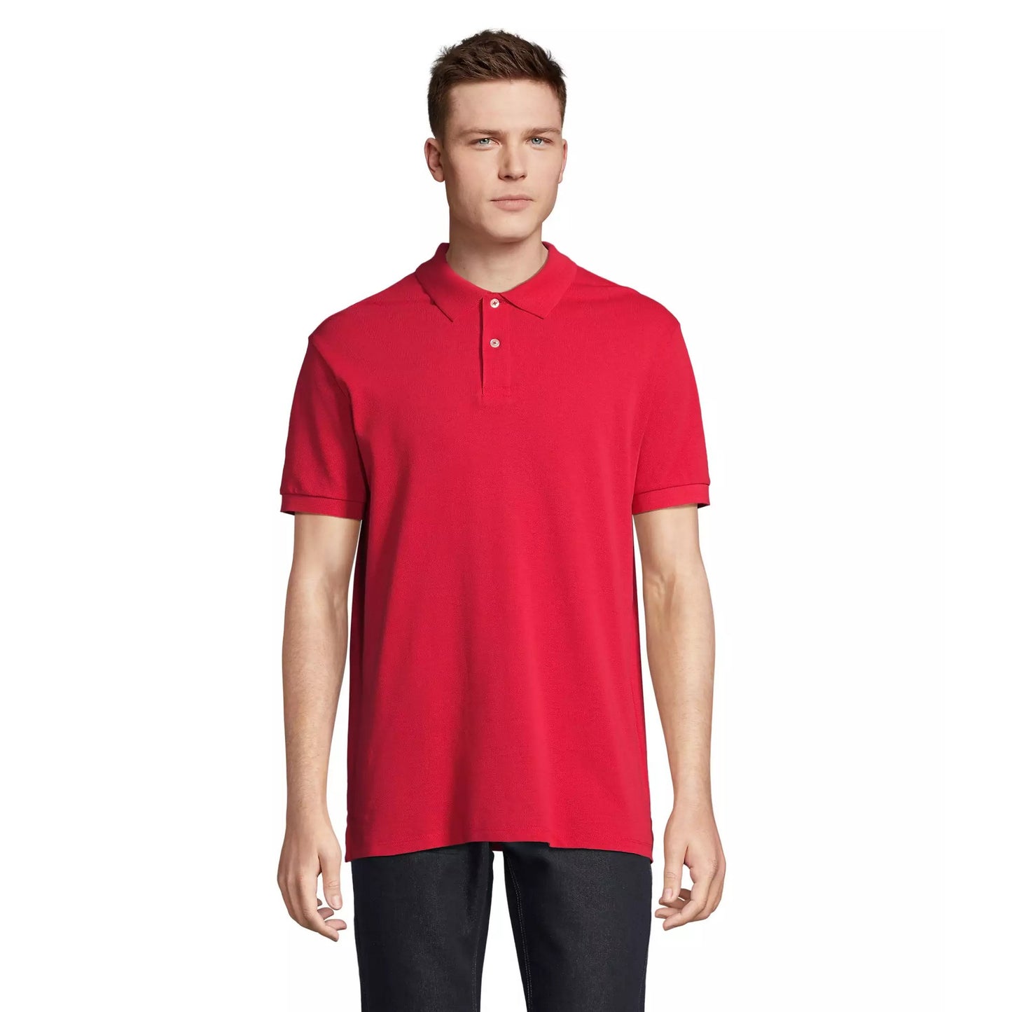 Red - Front - SOLS Unisex Adult Pacific Pique Twin Needle Stitch Polo Shirt