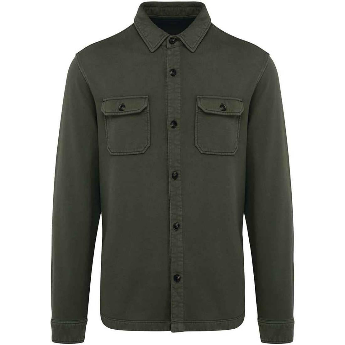 Organic Khaki - Front - Native Spirit Unisex Adult Faded Brushed Fleece Overshirt