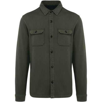 Organic Khaki - Front - Native Spirit Unisex Adult Faded Brushed Fleece Overshirt