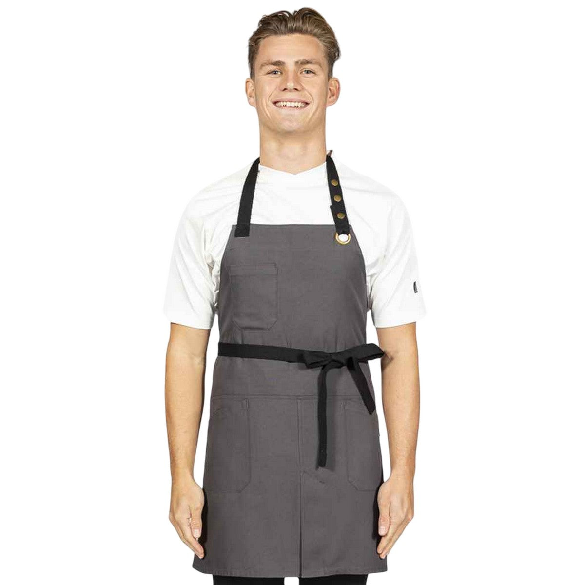 Storm Grey - Front - Dennys Canvas Front Slit Bib Apron