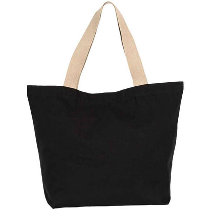 Black Night-Hemp - Front - Kimood Large Recycled Flat Base Tote Bag