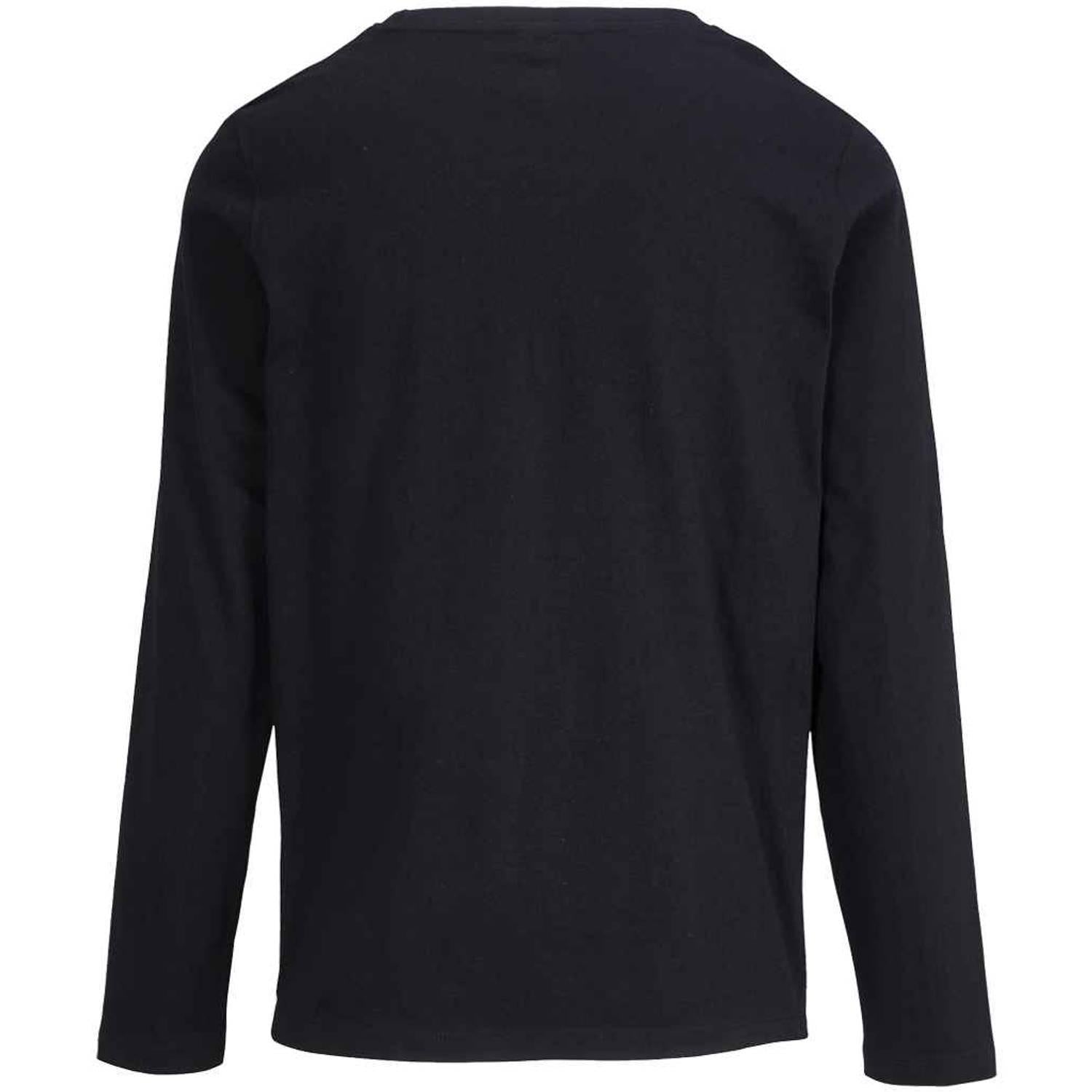 Deep Black - Back - SOLS Womens-Ladies Monarch Long-Sleeved T-Shirt