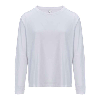 White - Front - SOLS Womens-Ladies Monarch Long-Sleeved T-Shirt