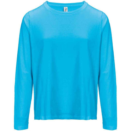 Aqua - Front - SOLS Womens-Ladies Monarch Long-Sleeved T-Shirt
