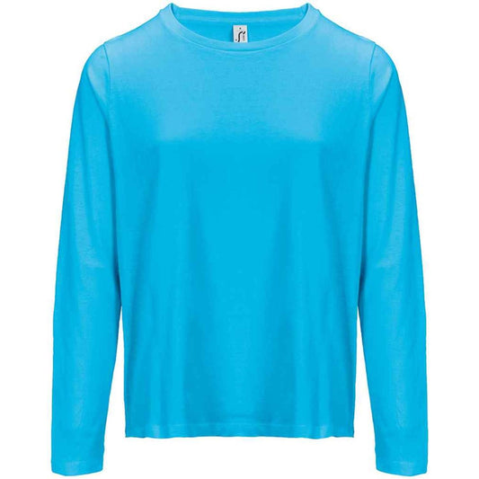 Aqua - Front - SOLS Womens-Ladies Monarch Long-Sleeved T-Shirt