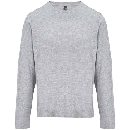 Grey Marl - Front - SOLS Womens-Ladies Monarch Long-Sleeved T-Shirt