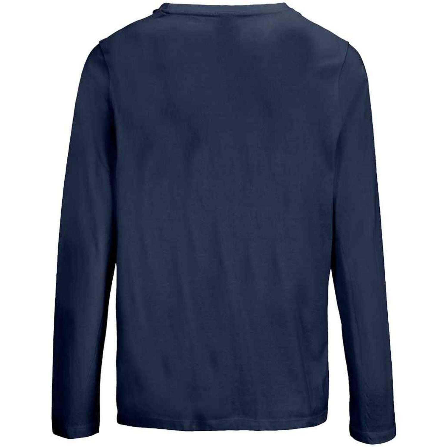 Navy - Back - SOLS Womens-Ladies Monarch Long-Sleeved T-Shirt