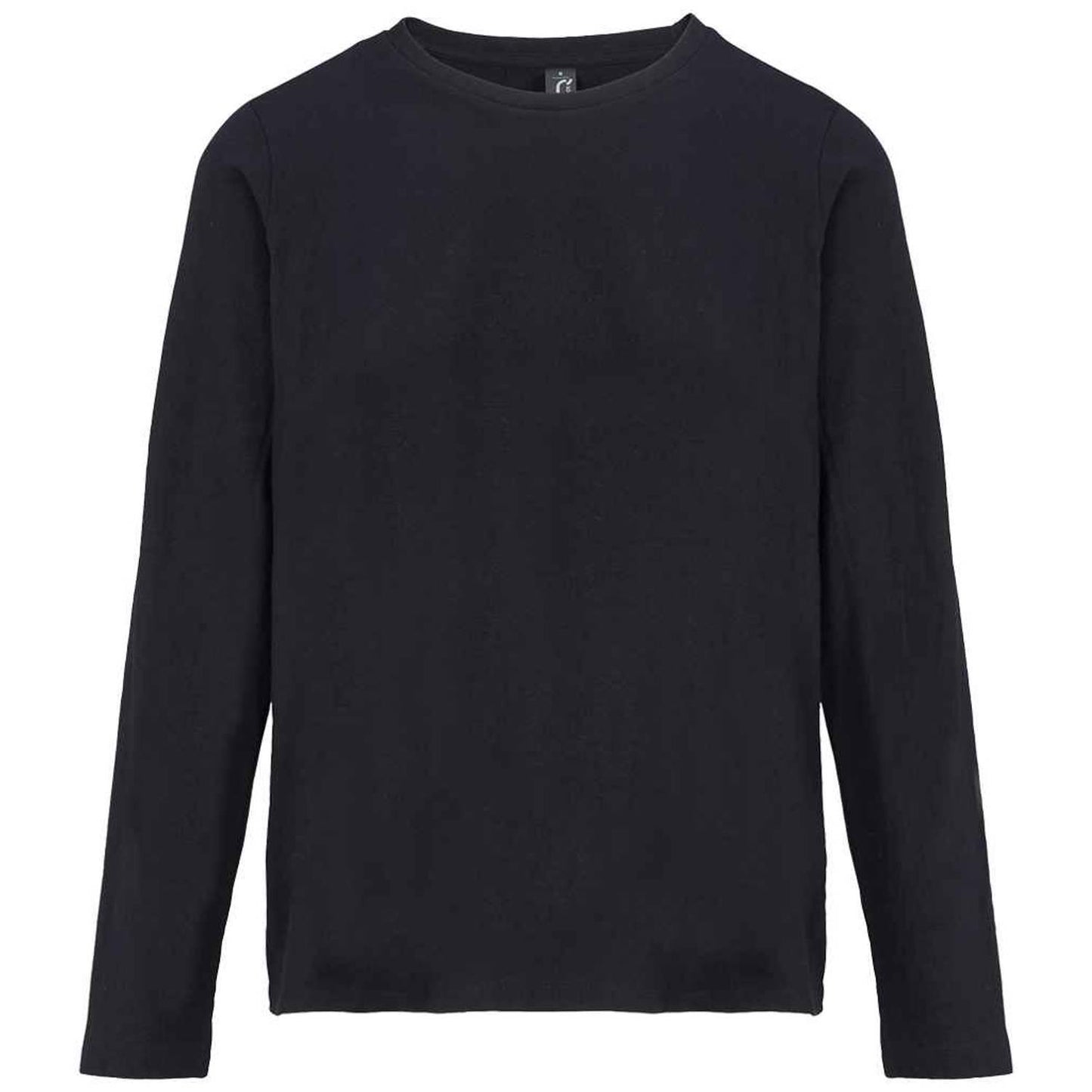 Deep Black - Front - SOLS Womens-Ladies Monarch Long-Sleeved T-Shirt