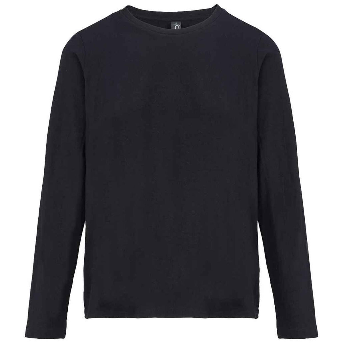 Deep Black - Front - SOLS Womens-Ladies Monarch Long-Sleeved T-Shirt