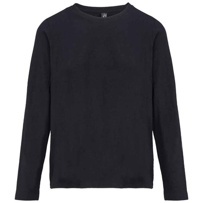 Deep Black - Front - SOLS Womens-Ladies Monarch Long-Sleeved T-Shirt