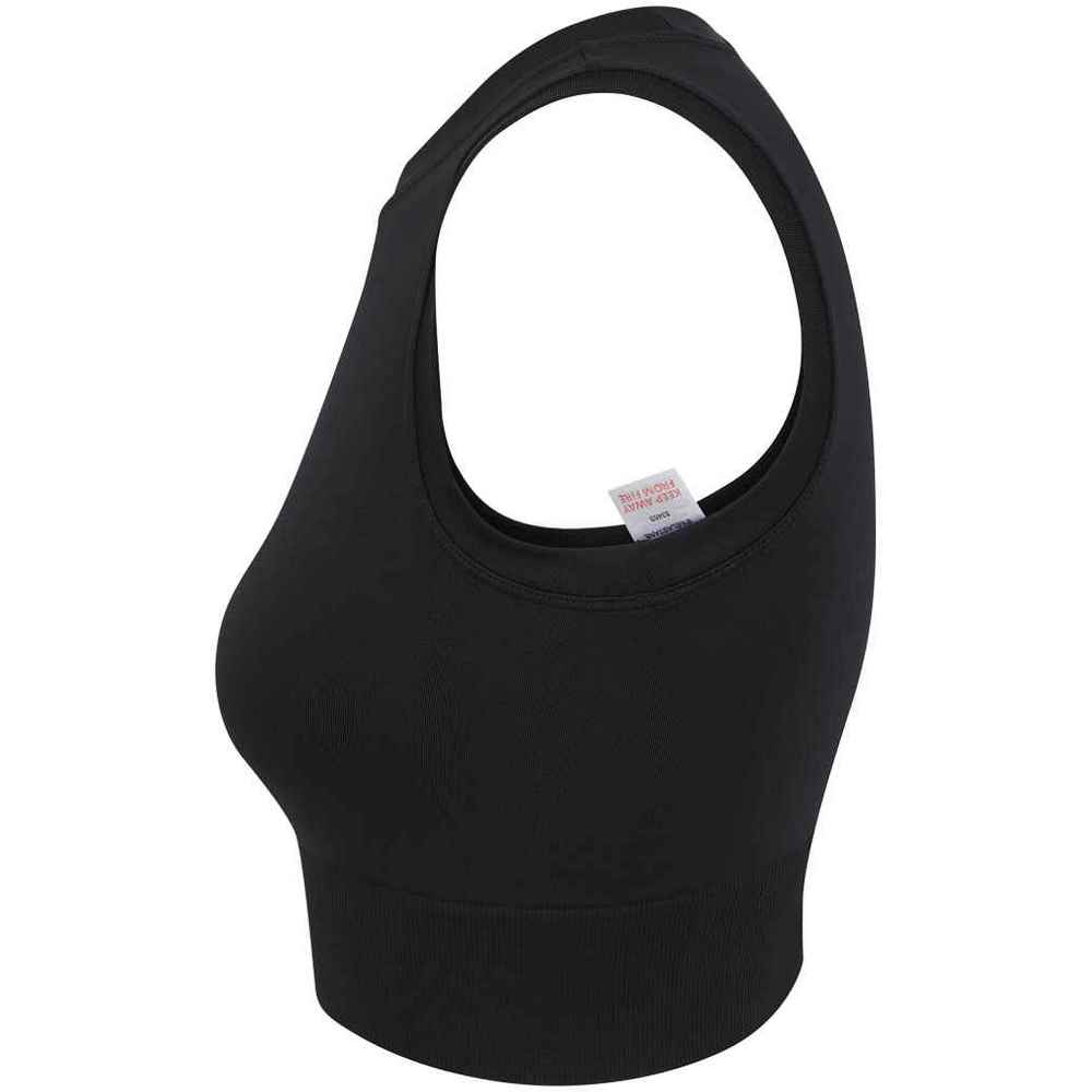 Black - Side - Tombo Womens-Ladies Cropped Tank Top