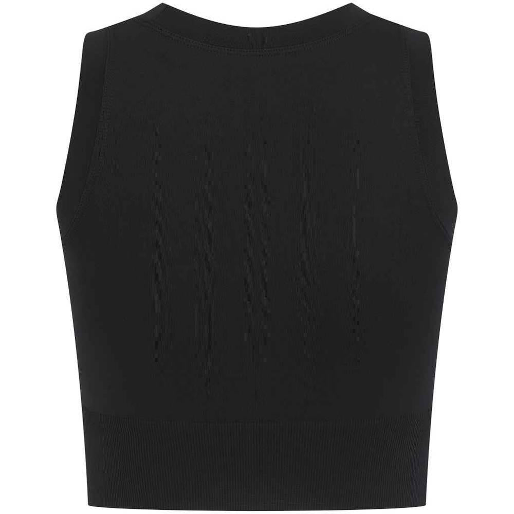 Black - Pack Shot - Tombo Womens-Ladies Cropped Tank Top