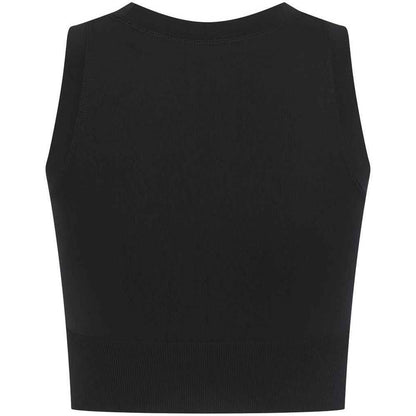 Black - Pack Shot - Tombo Womens-Ladies Cropped Tank Top