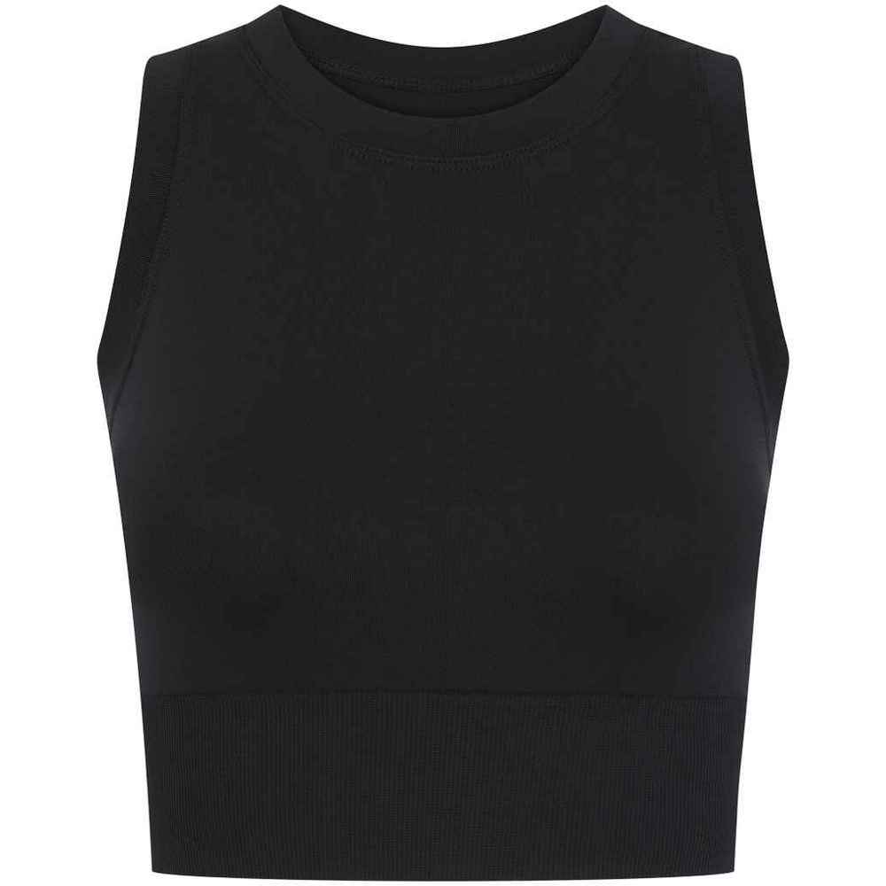 Black - Front - Tombo Womens-Ladies Cropped Tank Top