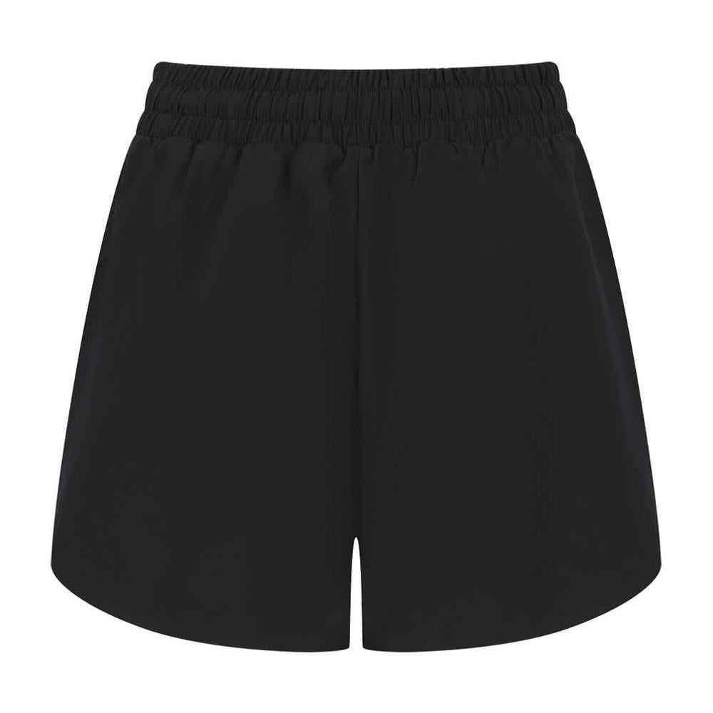 Black-Black - Back - Tombo Womens-Ladies Double Layer Sports Shorts