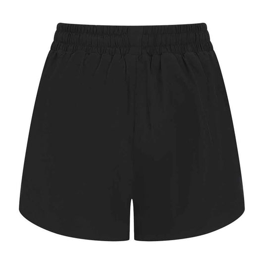 Black-Black - Front - Tombo Womens-Ladies Double Layer Sports Shorts
