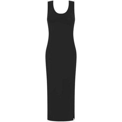 Black - Front - SF Womens-Ladies Racerback Midi Dress