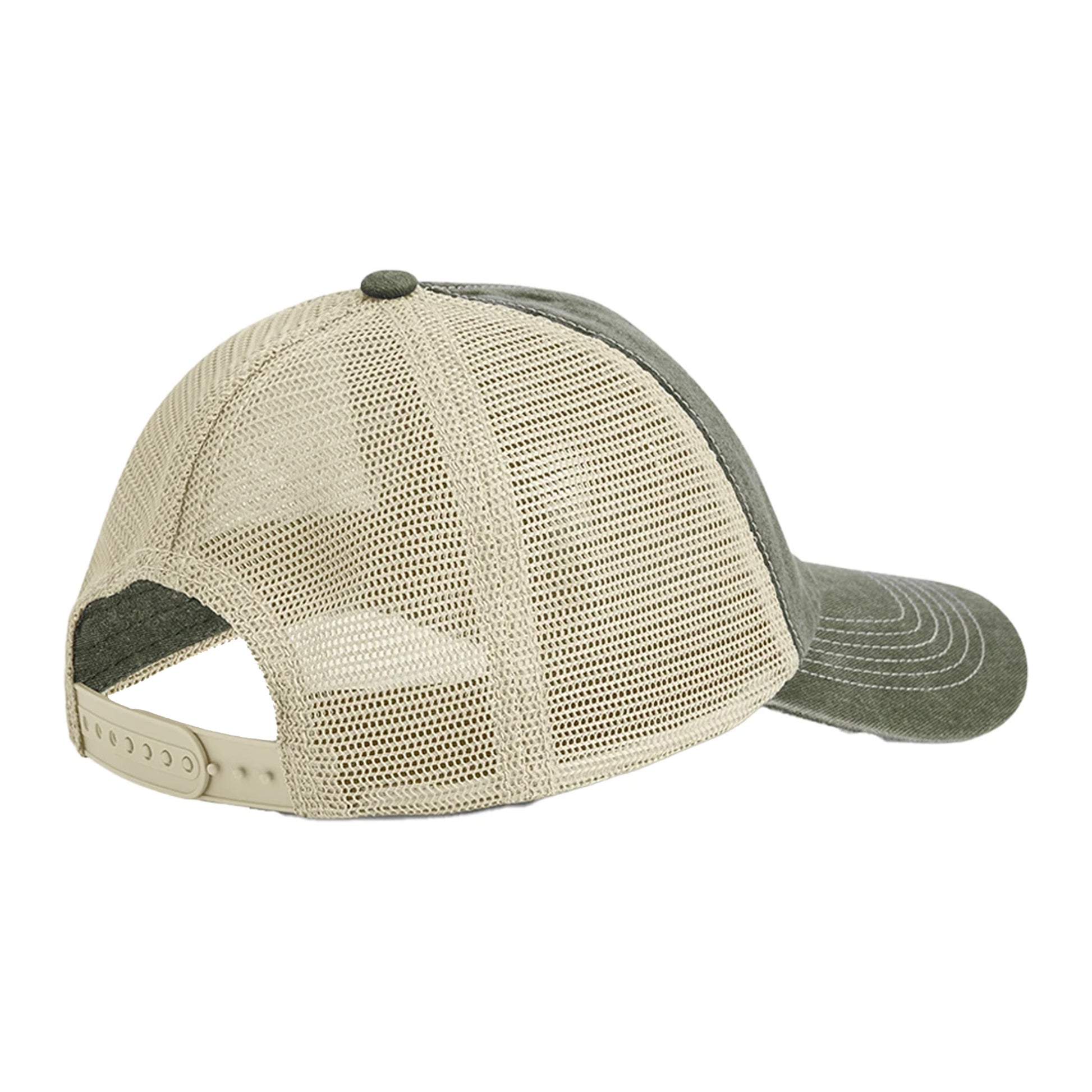 Olive-Stone - Back - Beechfield Vintage 6 Panel Trucker Cap