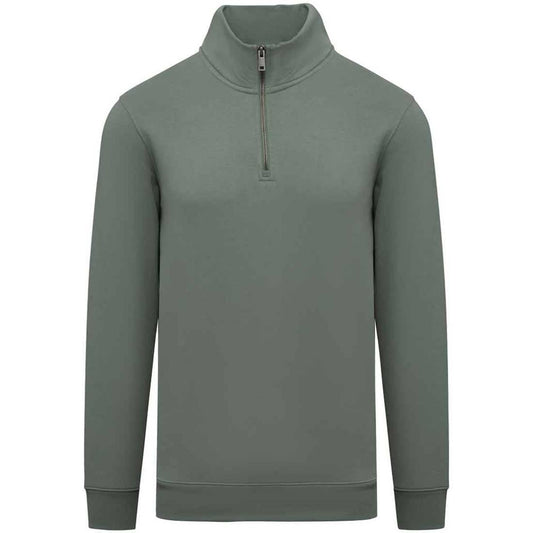 Moss - Front - Native Spirit Mens Quarter Zip Sweatshirt