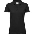 Black - Front - Tee Jays Womens-Ladies Luxury Stretch V Neck Polo Shirt