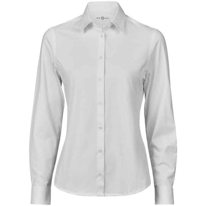 White - Front - Tee Jays Womens-Ladies Stretch Long-Sleeved Active Shirt