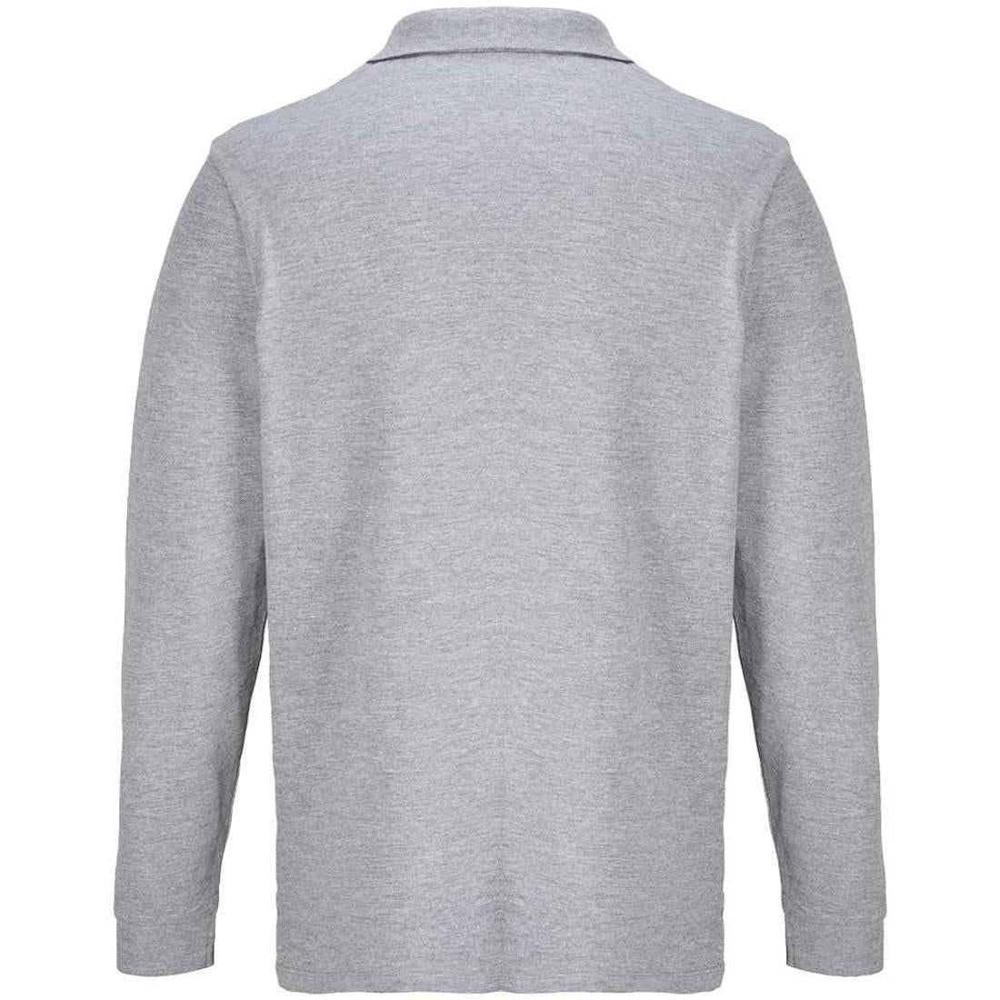 Grey Marl - Back - SOLS Unisex Adult Pacific Pique Long-Sleeved Polo Shirt