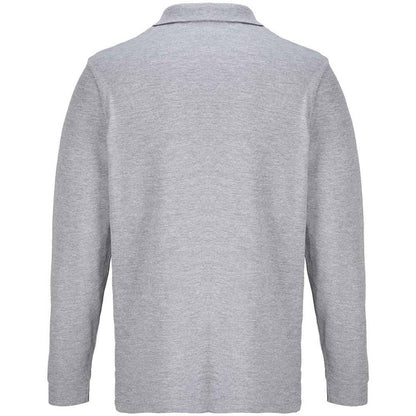 Grey Marl - Back - SOLS Unisex Adult Pacific Pique Long-Sleeved Polo Shirt