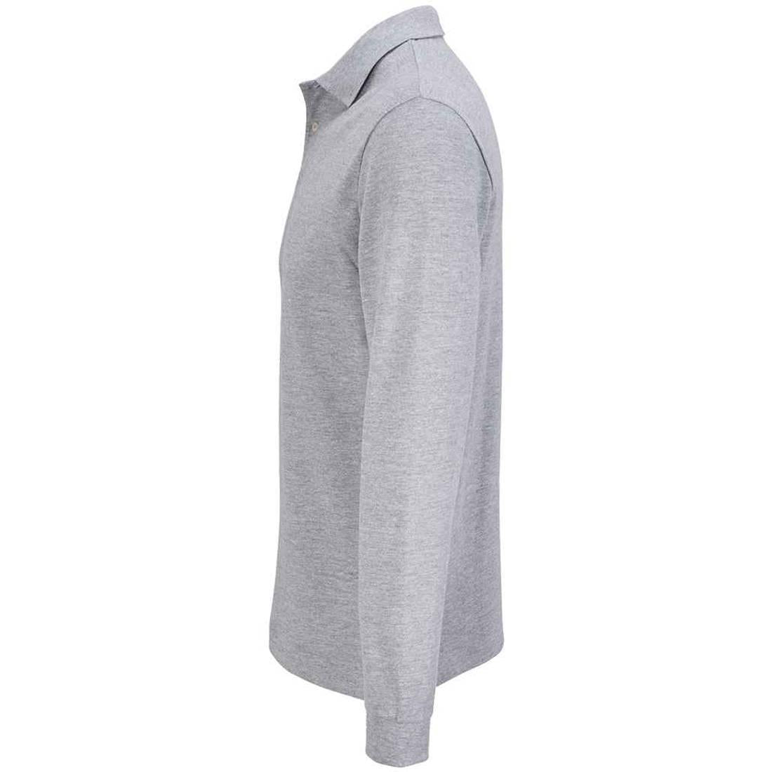 Grey Marl - Side - SOLS Unisex Adult Pacific Pique Long-Sleeved Polo Shirt