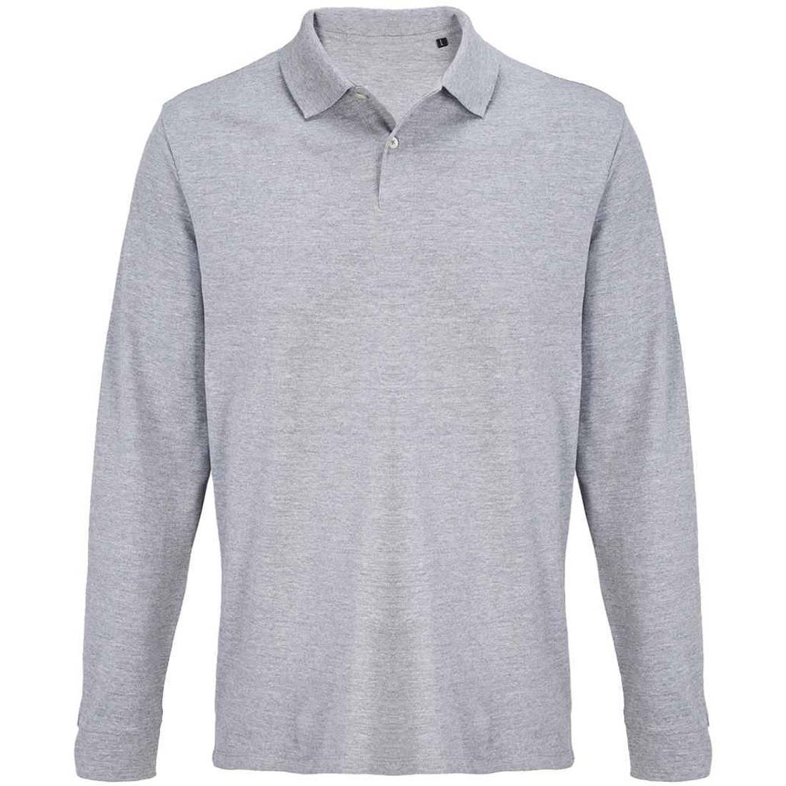 Grey Marl - Front - SOLS Unisex Adult Pacific Pique Long-Sleeved Polo Shirt